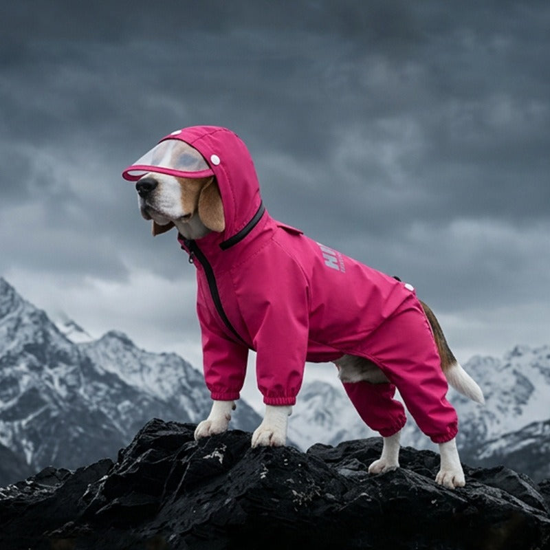 Dog Waterproof Full Body Raincoat Hooded Four-Leg Pet Rain Suit