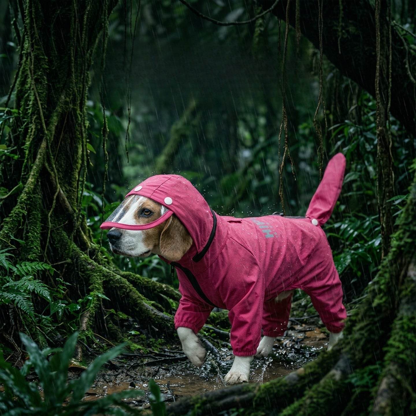 Dog Waterproof Full Body Raincoat Hooded Four-Leg Pet Rain Suit