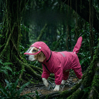 Dog Waterproof Full Body Raincoat Hooded Four-Leg Pet Rain Suit