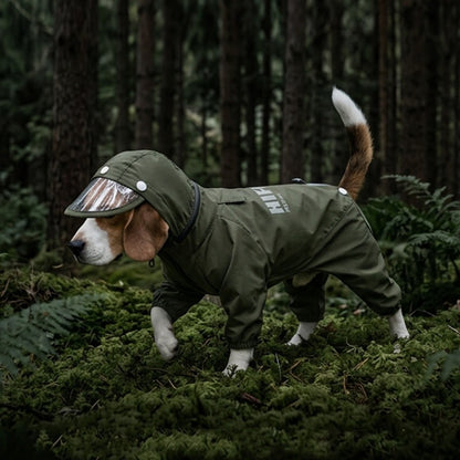 Dog Waterproof Full Body Raincoat Hooded Four-Leg Pet Rain Suit