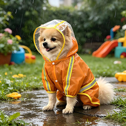 Dog PU Waterproof Raincoat Four-Leg Rain Suit