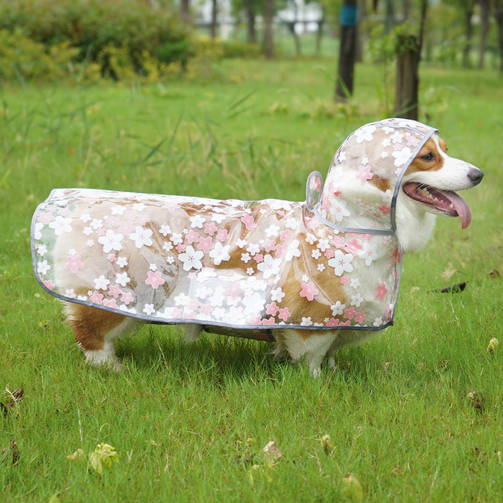 Dog Transparent Waterproof Raincoat Hooded Pet Rain Poncho