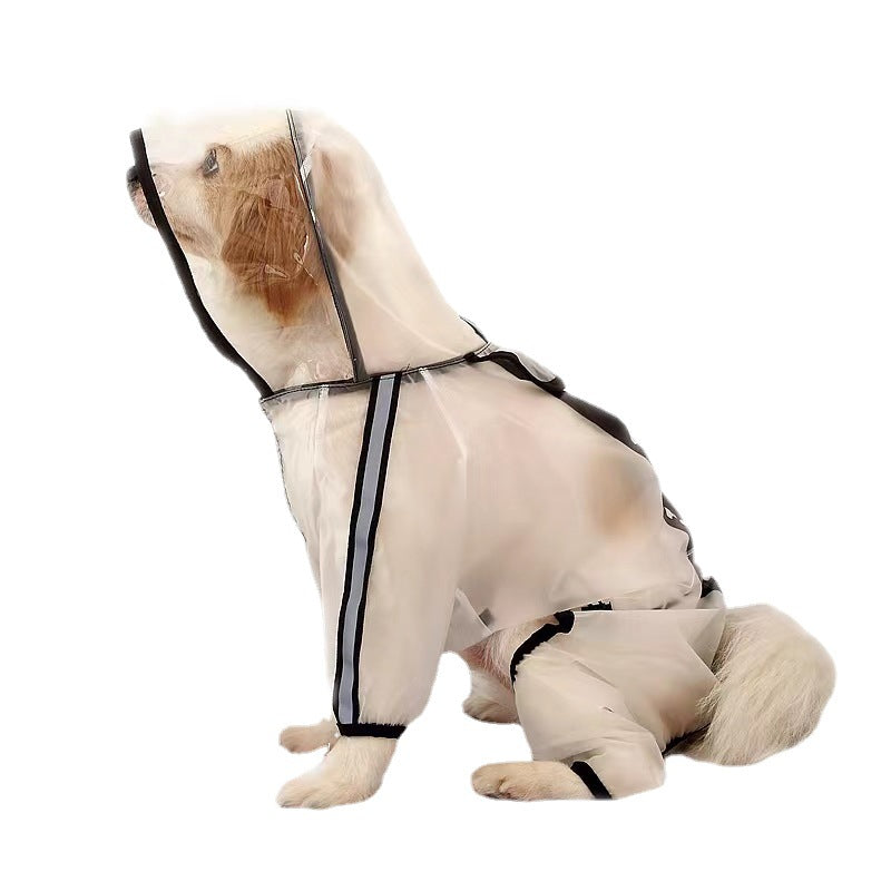 Dog PU Waterproof Raincoat Four-Leg Rain Suit