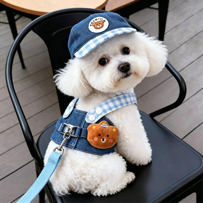 Dog Harness and Leash Set Plaid Pet Harness with Lead