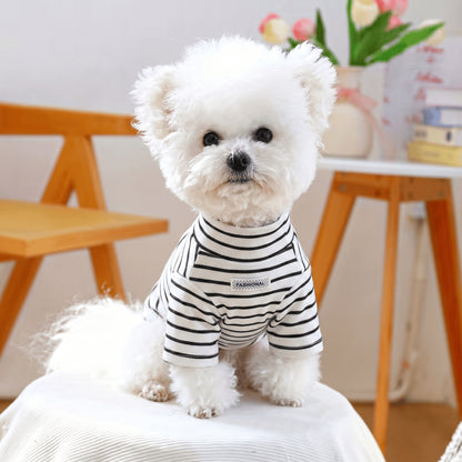 Dog Striped T-Shirt Polyester Pet Casual Shirt