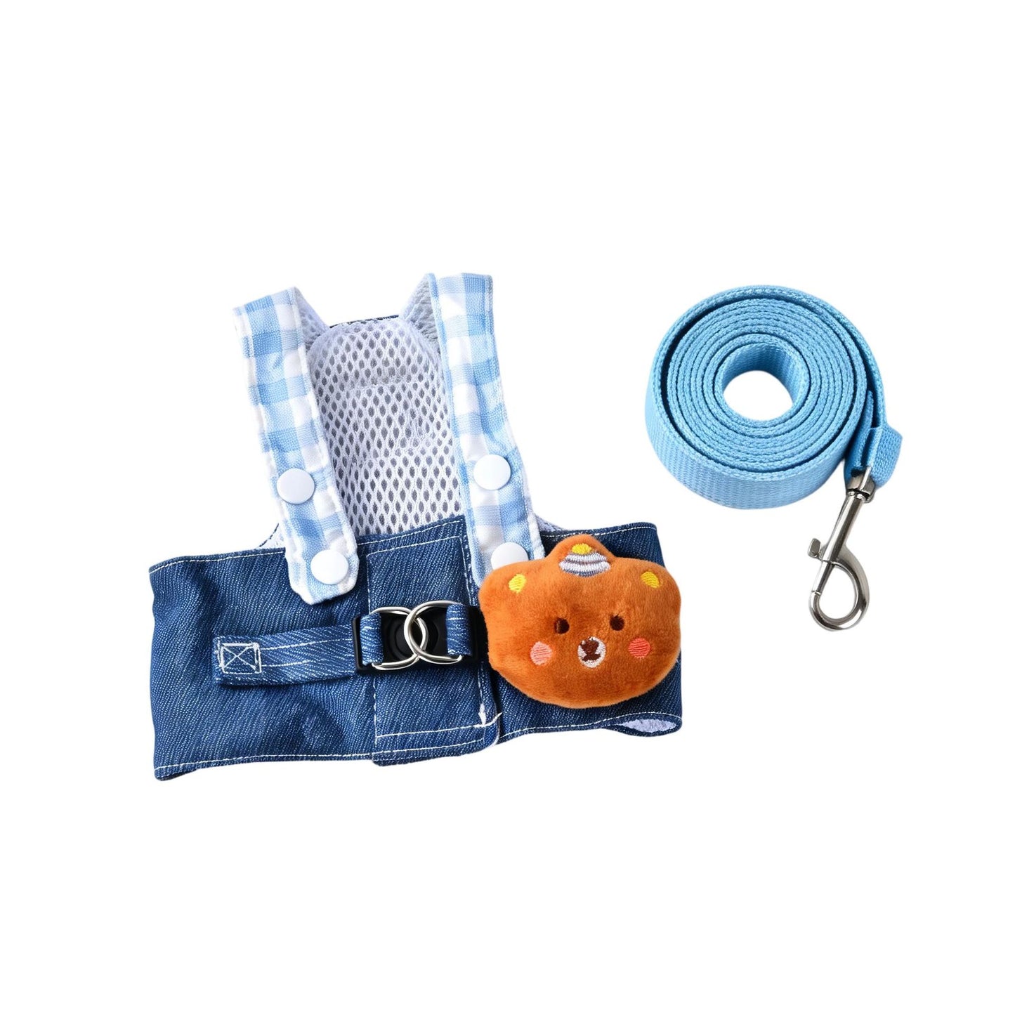 Dog Harness and Leash Set Plaid Pet Harness with Lead