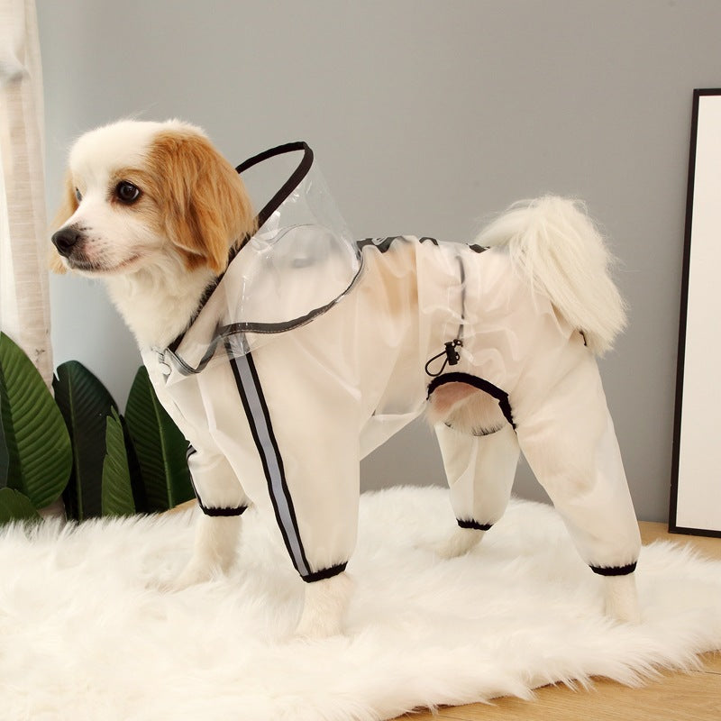 Dog PU Waterproof Raincoat Four-Leg Rain Suit