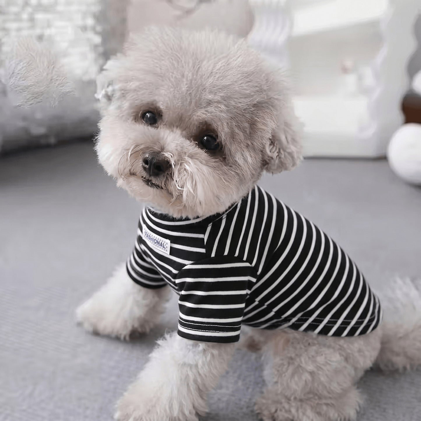 Dog Striped T-Shirt Polyester Pet Casual Shirt