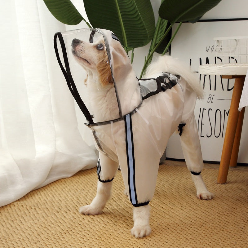 Dog PU Waterproof Raincoat Four-Leg Rain Suit