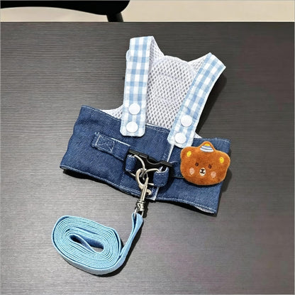 Dog Harness and Leash Set Plaid Pet Harness with Lead