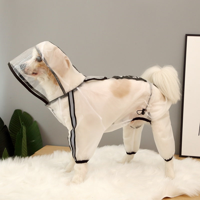 Dog PU Waterproof Raincoat Four-Leg Rain Suit