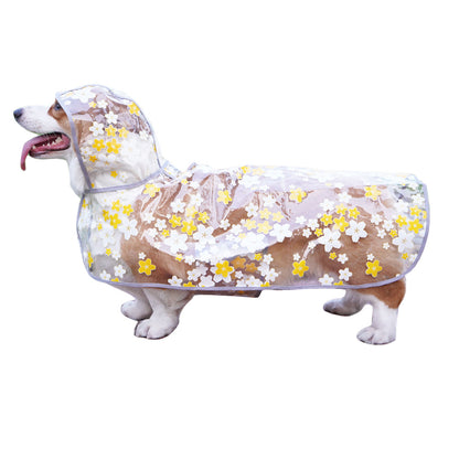 Dog Transparent Waterproof Raincoat Hooded Pet Rain Poncho