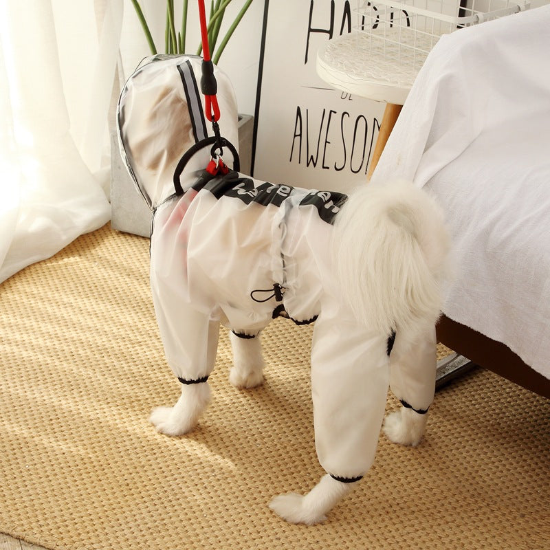 Dog PU Waterproof Raincoat Four-Leg Rain Suit