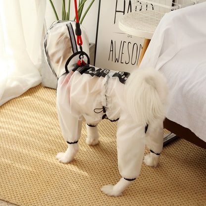 Dog PU Waterproof Raincoat Four-Leg Rain Suit