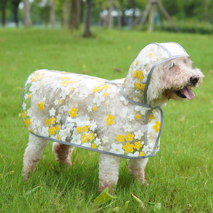 Dog Transparent Waterproof Raincoat Hooded Pet Rain Poncho