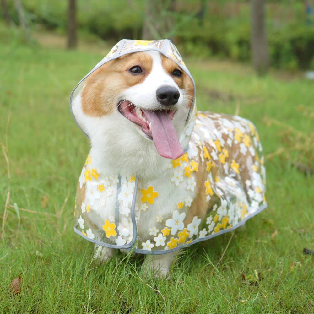 Dog Transparent Waterproof Raincoat Hooded Pet Rain Poncho